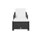 Sun Lounger With Cream White Cushion Black Poly Rattan