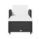 Sun Lounger With Cream White Cushion Poly Rattan Black