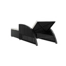 Sun Lounger With Cream White Cushion Poly Rattan Black