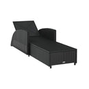 Sun Lounger With Cream White Cushion Poly Rattan Black