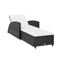Sun Lounger With Cream White Cushion Poly Rattan Black