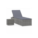 Sun Lounger With Cushion And Tea Table Poly Rattan