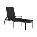 Sun Lounger With Footrest Pe Rattan Grey