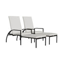 Sun Loungers 2 Pcs With Footrest Pe Rattan Brown