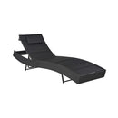 Sun Lounger Poly Rattan And Textilene Black