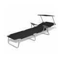 Sun Lounger With Canopy Steel Black