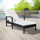 Sun Lounger With Cushion Poly Rattan - Black