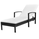 Sun Lounger With Cushion Poly Rattan - Black