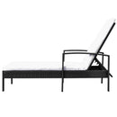 Sun Lounger With Cushion Poly Rattan - Black