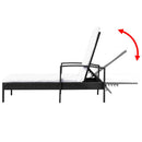 Sun Lounger With Cushion Poly Rattan - Black