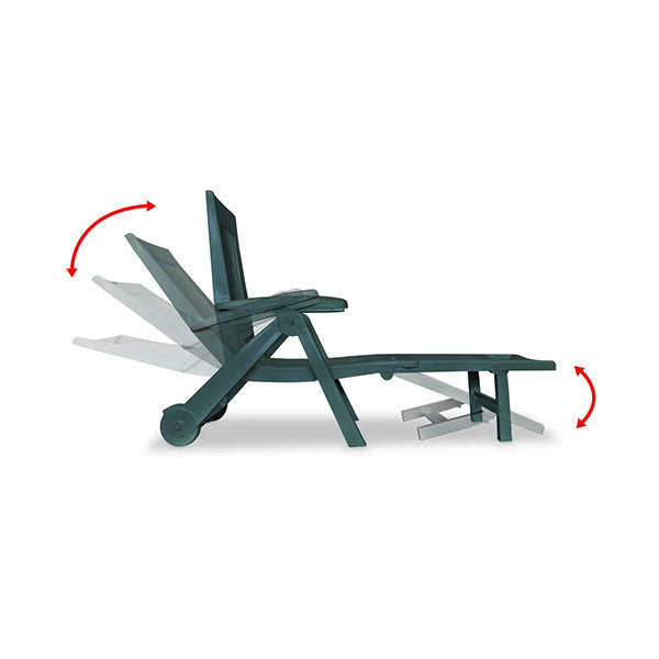 Sun Lounger With Footrest Plastic Green