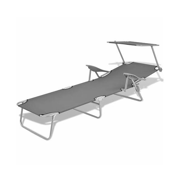 Sun Lounger With Canopy Steel Grey