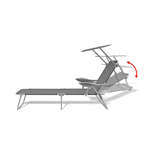 Sun Lounger With Canopy Steel Grey