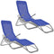 Sunbed with Swing Frame and Textilene Fabric - Blue (2 pcs.)