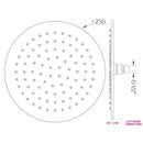 Super-slim Round Matte Black Rainfall Shower Head 250mm