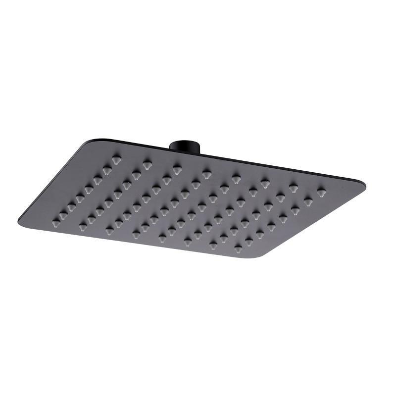 Super-slim Square Matte Black Rainfall Shower Head 200mm