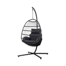 Swing Chair Egg Hammock Stand Outdoor Furniture Wicker Seat Black