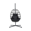 Swing Chair Egg Hammock Stand Outdoor Furniture Wicker Seat Black