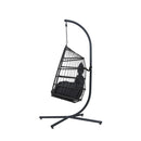 Swing Chair Egg Hammock Stand Outdoor Furniture Wicker Seat Black