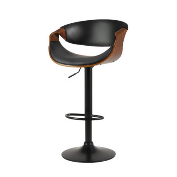 Swivel Chair Kitchen Gas Lift Wooden Bar Stool Leather Black