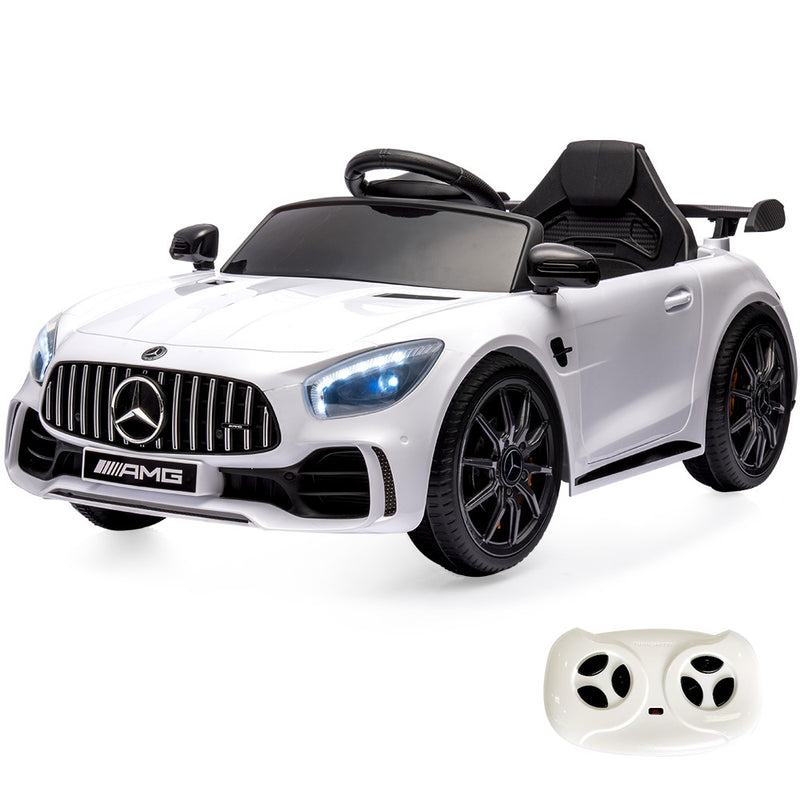 Licensed Mercedes Benz AMG GTR Electric Ride On Toy Car for Kids, with Parental Remote Control, White