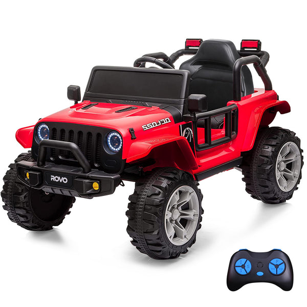 Jeep Inspired Electric Ride On Toy Car, with Parental Remote Control, Bluetooth Music, Red