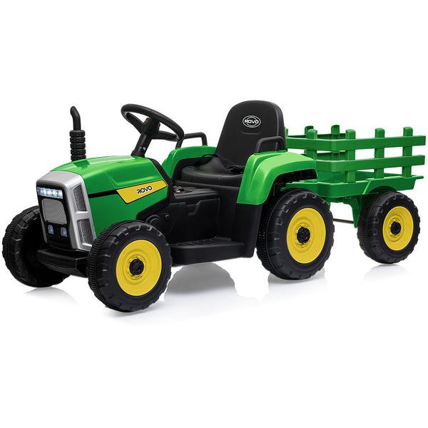 Electric Battery Operated Ride On Tractor Toy, Remote Control, Green and Yellow