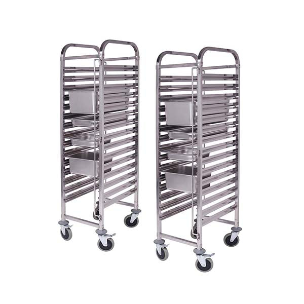 Soga 2X Gastronorm 16 Tier Stainlessteel Bakery Trolley Suits Gn Pans