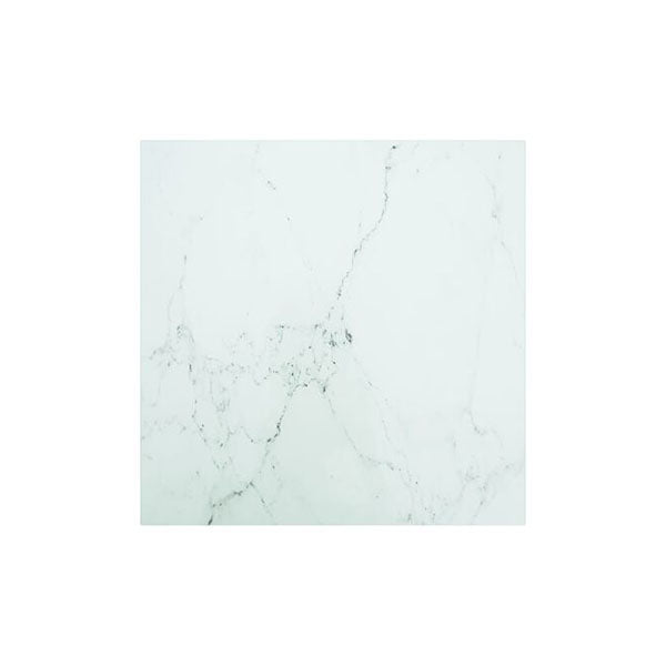 Table Top White 60 X 60 Cm 6 Mm Tempered Glass With Marble Design
