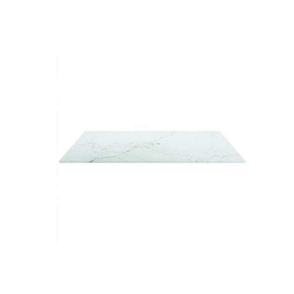 Table Top White 60 X 60 Cm 6 Mm Tempered Glass With Marble Design