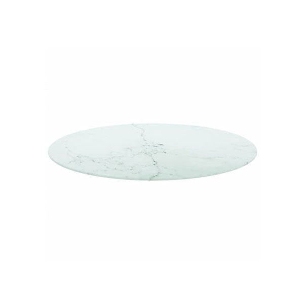 Table Top Tempered Glass With Marble Design White