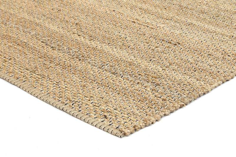 Taj Natural Basket Weave Black Jute Rug