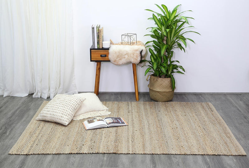 Taj Natural Basket Weave Grey Jute Rug