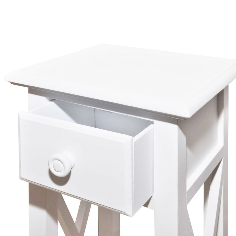 Telephone Side Table with Drawer - White