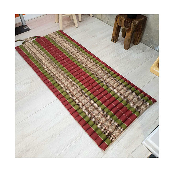 Thai Kapok Roll Up Foldout Red And Green Mattress
