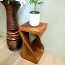 The Twist Raintree Wood Side Table Corner Planet Stand