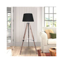 Timber Tripod Floor Lamp Adjustable Height Linen Taper Fabric