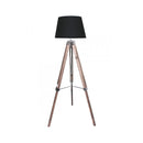 Timber Tripod Floor Lamp Adjustable Height Linen Taper Fabric