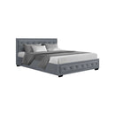 Tiyo Bed Frame Fabric Gas Lift Storage Grey Queen