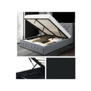 Tiyo Bed Frame Fabric Gas Lift Storage Grey Queen