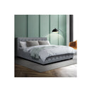 Tiyo Bed Frame Fabric Gas Lift Storage Grey Queen