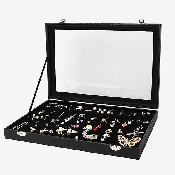 Jewelry Storage Box Case Tray Display Organizer Black