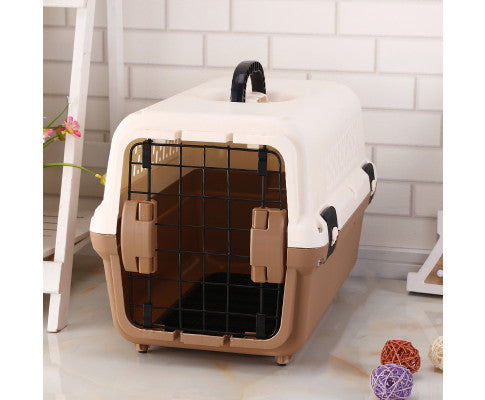 Medium Portable Plastic Dog Cat Pet Pets Carrier Travel Cage With Tray