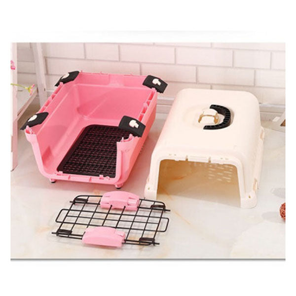 Medium Portable Plastic Dog Cat Pet Pets Carrier Travel Cage With Tray