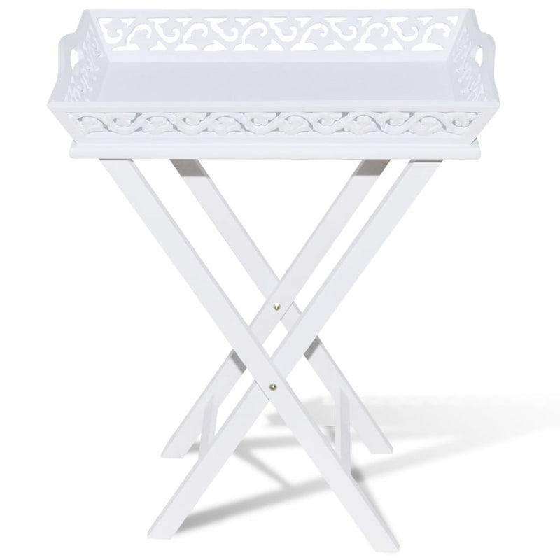 Tray Pot Side Table - White