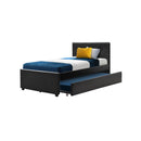 Trundle Bed Frame Wooden King Single Size Base Mattress Leather