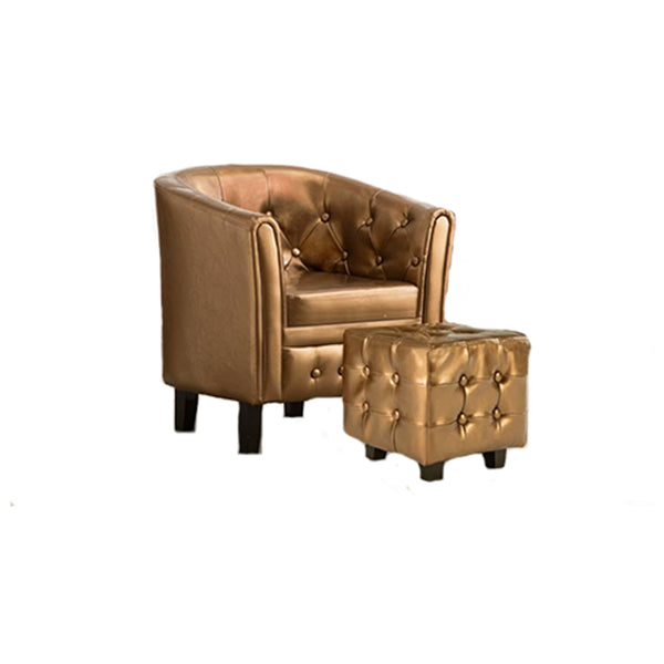 Tub Chair With Footstool Faux Leather