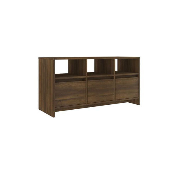 Tv Cabinet Brown Oak Engineered Wood With 3 Drawers