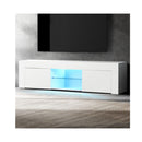 Tv Cabinet Entertainment Unit Stand Rgb Led Gloss 130Cm White