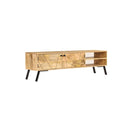 Tv Cabinet Solid Mango Wood Steel Feet